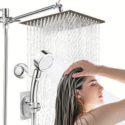 High Pressure Shower Head High Pressure 8nch Rainfall Shower Head & Handheld Combo | 5 Settings Adjustable, -Leak, 11 Inch Extension Arm, Height/Angle Adjustable with Holder/Hose