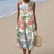 Womens Summer Casual Loose-fitting Dress with Pockets