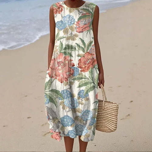 Womens Summer Casual Loose-fitting Dress with Pockets