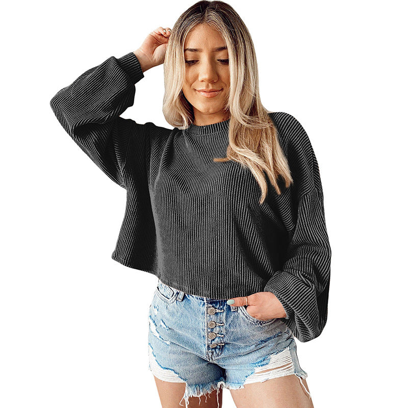 Cozy Drop-Shoulder Solid Pullover Sweatshirt