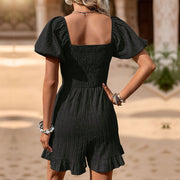Elegant Boat Neck Solid One-Piece Romper