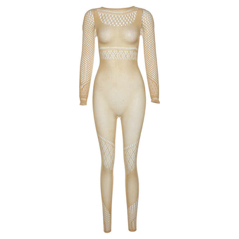 Women's Mesh See-Through High Waist Jumpsuit