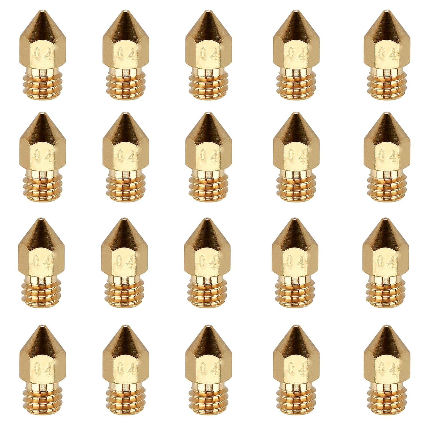 20‑Piece Brass MK8 0.4 mm Nozzle Set for Ender and CR‑10 3D Printers