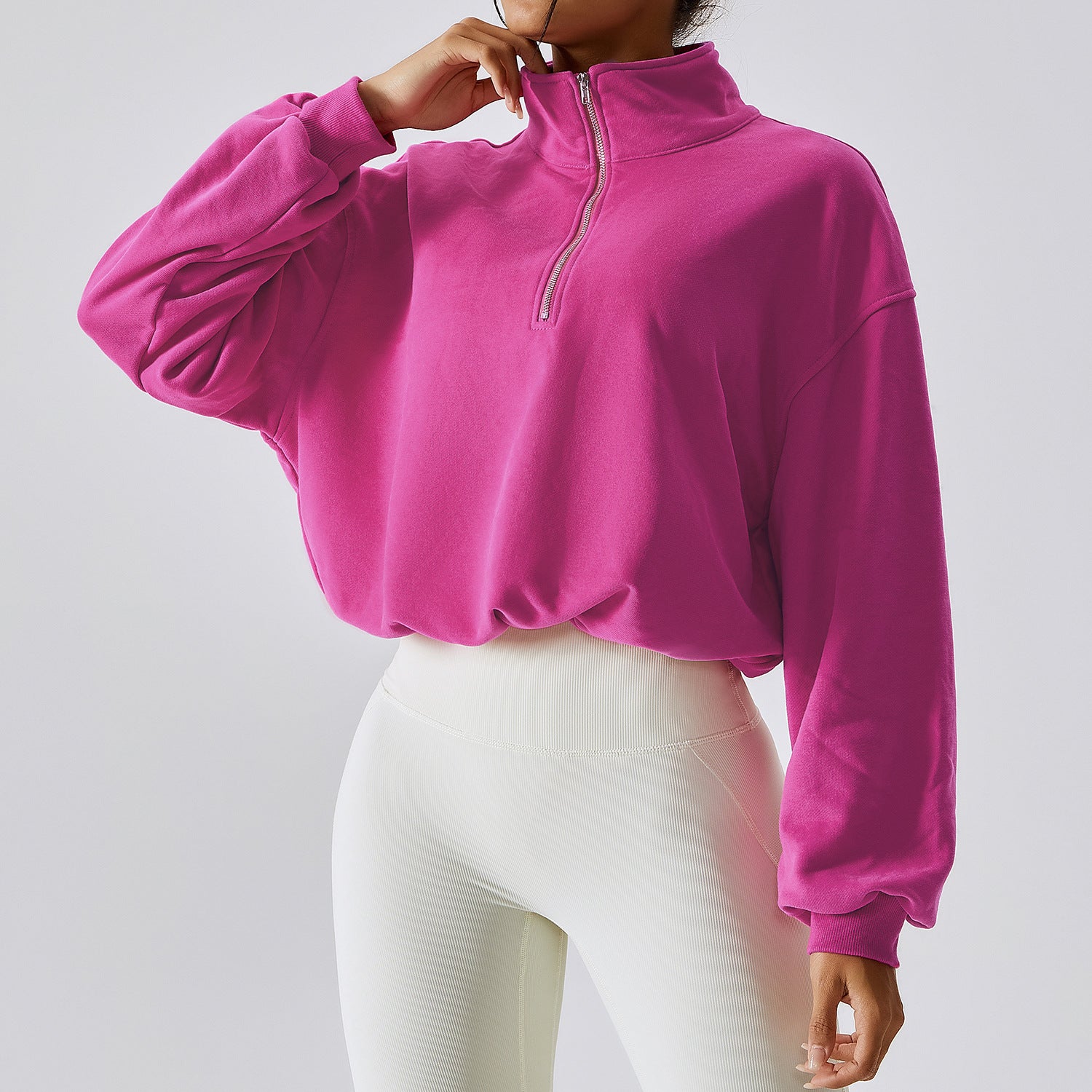 Women's High Neck Fitness Pullover Sweatshirt