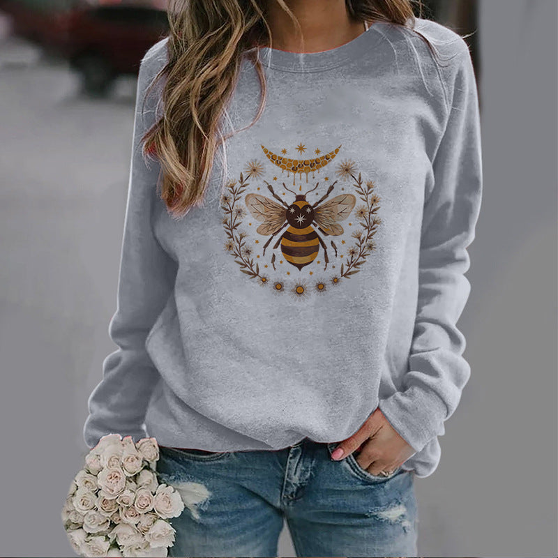 Trendy Moon Bee Round Neck Sweater for Women