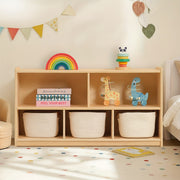 [Wood Storage Organizer] Large Wood Storage Organizer, 2-Shelf Wood Bookshelf, 5-Section Kids Bookshelf, Wooden Storage Cabinet for Classroom, Kids Bookcases And Toddler Shelf for Kids Room, Playroom, Nursery