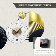 25x16 Inch Modern Decorative Wall Clock, Large Irregular Wall Clock for Living Room, Home Decor Wall Clock, Unique Silent Non-Ticking Large Clocks, Ight Luxury Style Timepiece, Geometric Round 3D Clock for Living Room, Kitchen, Bedroom, Living Room