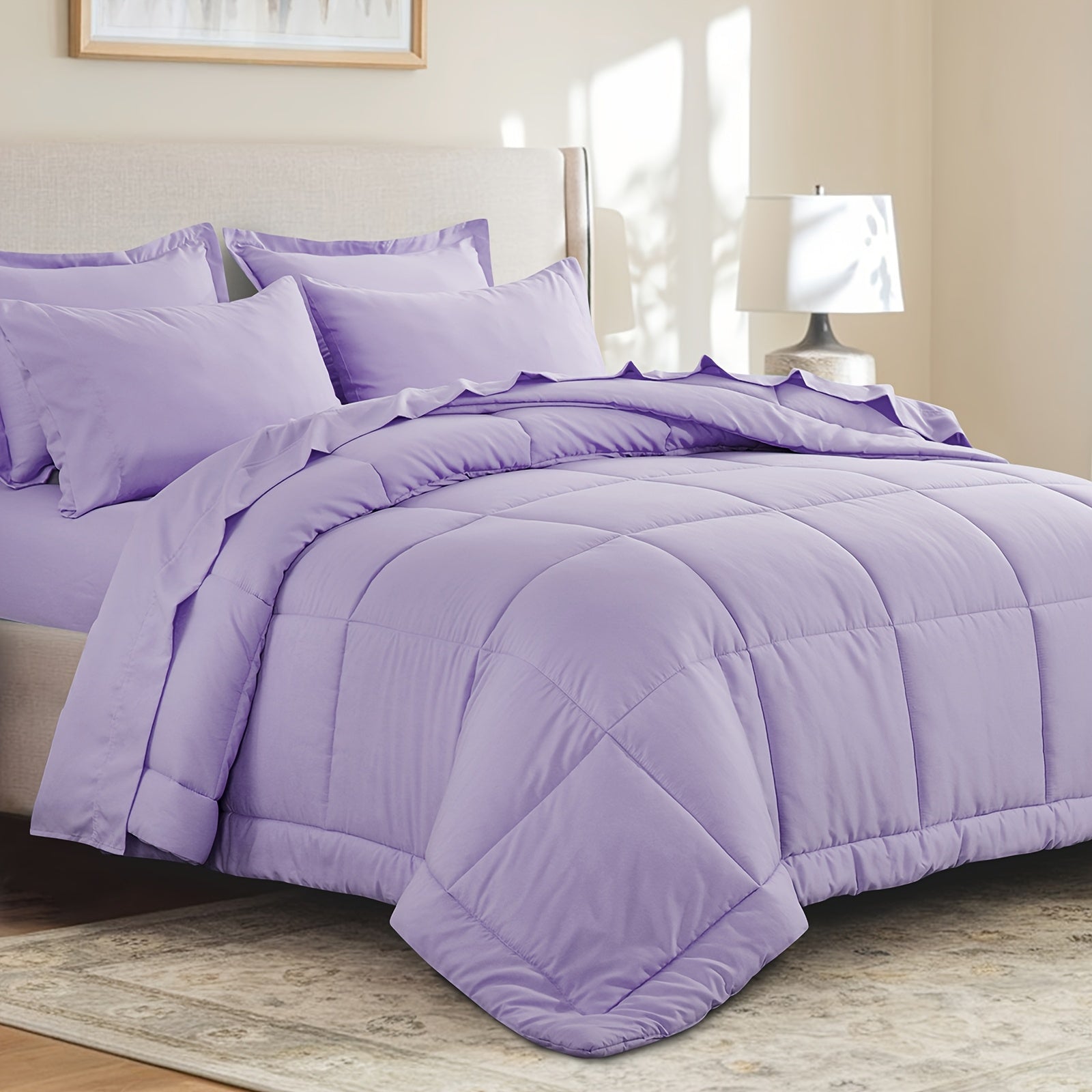 7pcs Ultra-Soft Bed In A Bag, Down Alternative Bedding Sets With All Season Quilted Comforter, Flat Sheet, Fitted Sheet, Pillowcases -Gifts For The Family And Friends