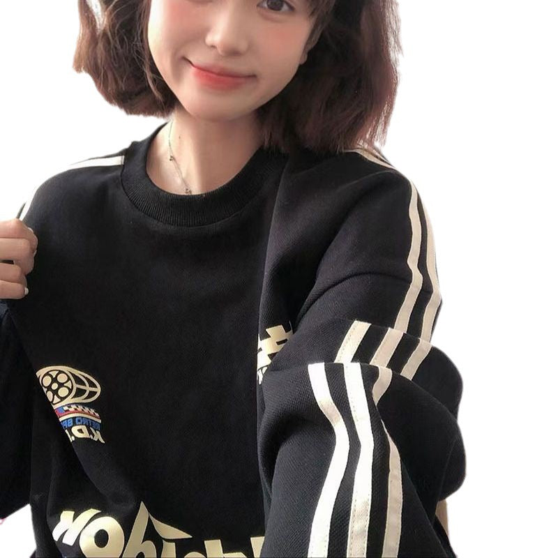 Retro American Oversized Casual Pullover Sweatshirt