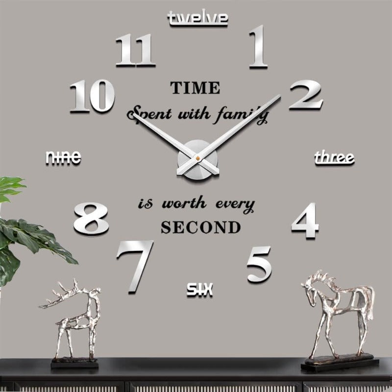 Modern Frameless Large Face Wall Clock - Extra Large Minimalist Modern Design with Hands & Face, Easy-to-Read Numerals, Battery-Powered (No Wiring Needed) - for Living Room, Office, Bedroom - Home Decor Clock