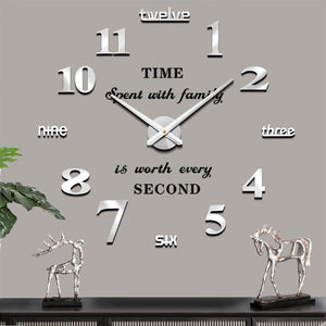 Modern Frameless Large Face Wall Clock - Extra Large Minimalist Modern Design with Hands & Face, Easy-to-Read Numerals, Battery-Powered (No Wiring Needed) - for Living Room, Office, Bedroom - Home Decor Clock