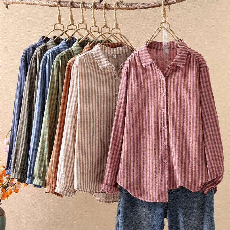 Artistic Yarn Dyed Striped Womens Top