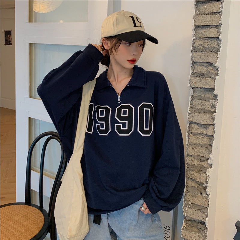 Retro Half-Zip Polo Long Sleeve Sweater