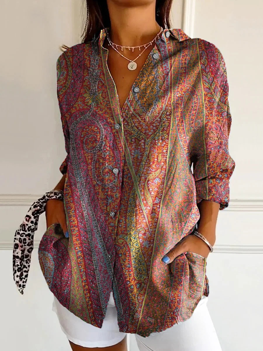 New Women's Summer Long-sleeve Printed 3D Floral Top