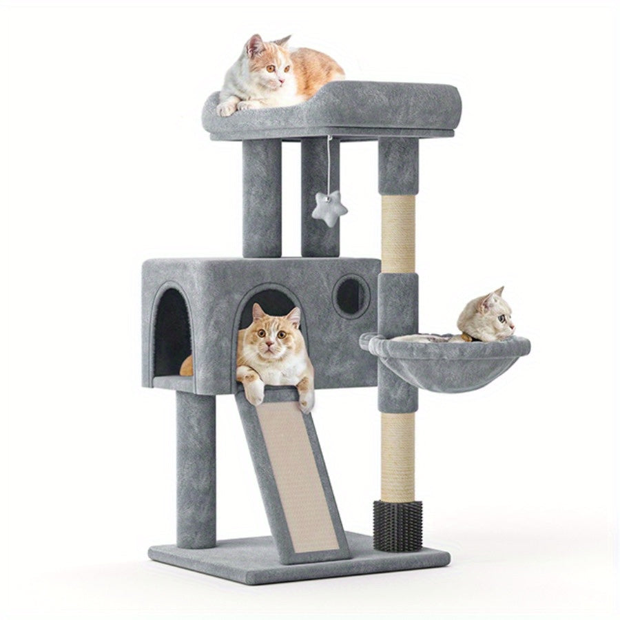 Monibloom 36" Cat Tree Tower With Condo, Scratching Post & Hammock - Soft Plush Base, Easy Assembly, Multi-Level Cat Climbing Tower For Indoor Cats, Cat Climbing Tower, Playful Design, Sturdy Const...