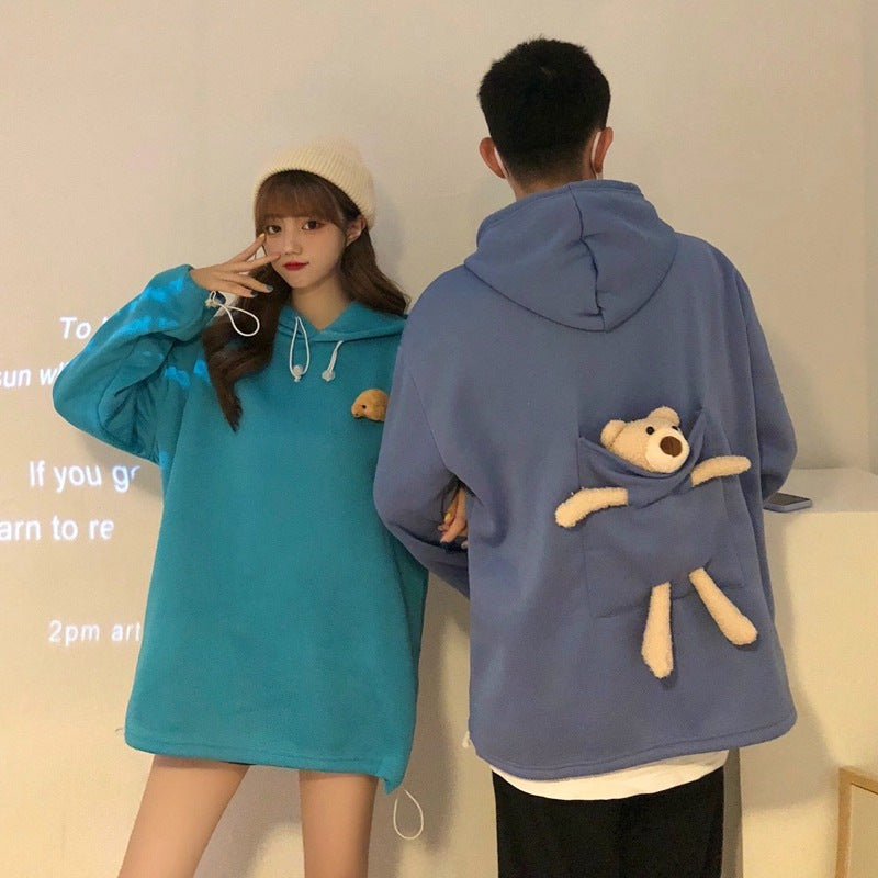 Cute Bear Fleece-Lined Oversized Winter Sweater
