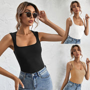 Sexy U-neck Slim-fit Solid-color Versatile Tank Top