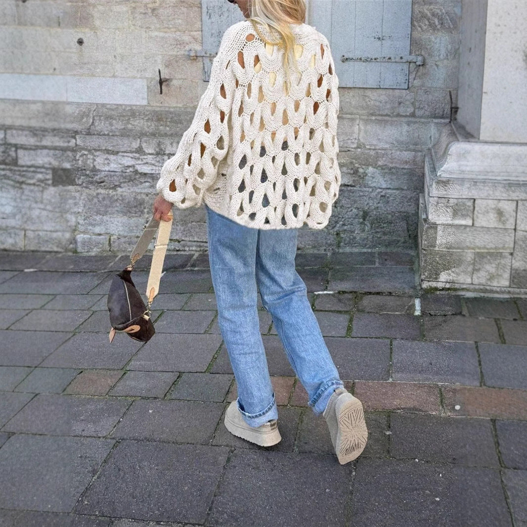 Women's Casual Leisure Vacation Beach Long Sleeve Sweater Pullover
