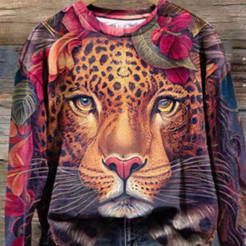 Women's 3D Tiger Print Casual Harajuku T-Shirt Sweater