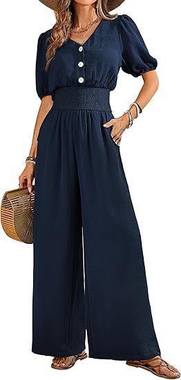 Chic Lapel Waist-Cinched Short-Sleeve Jumpsuit