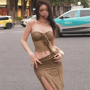 Lace Wrap Skirt – Irregular Mid‑Length Bandeau Style