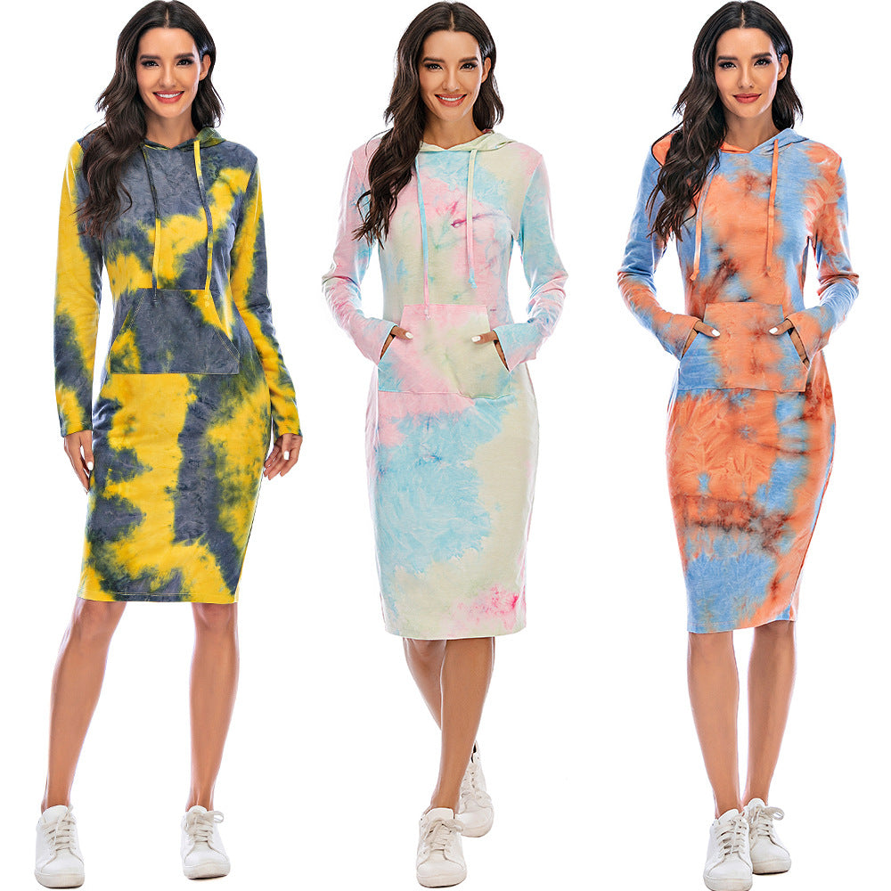 Vibrant Tie-Dye Hooded Long Sleeve Sweatshirt