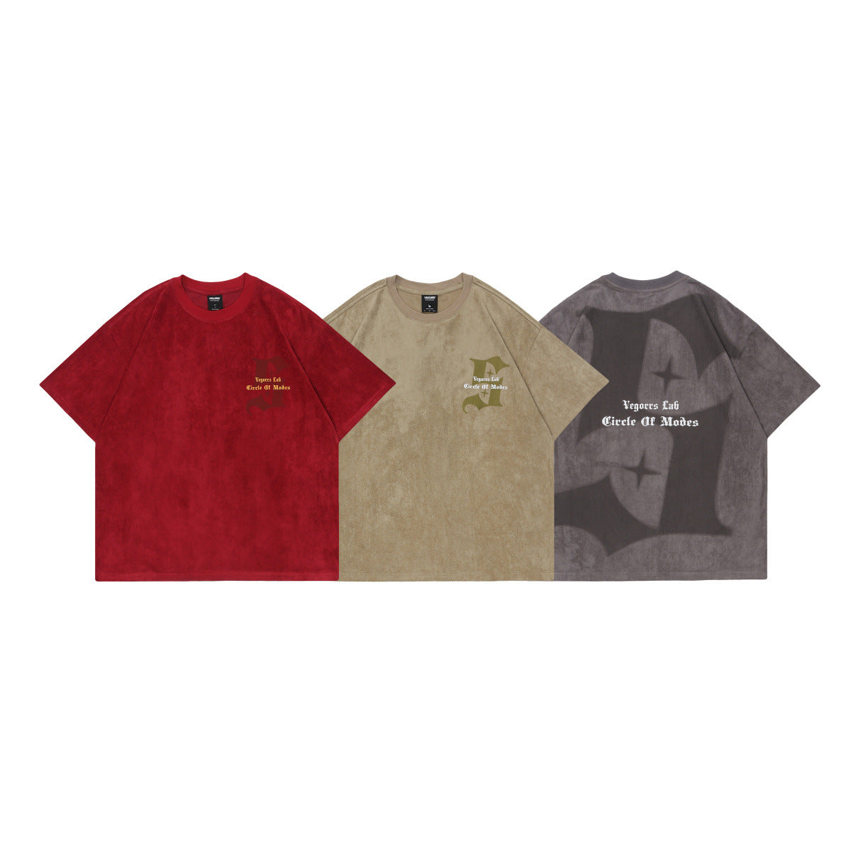 Retro Letter Print Suede Short Sleeve Tee