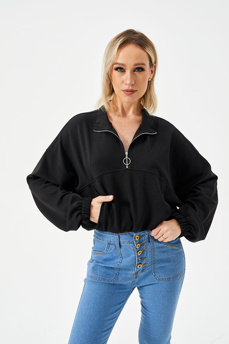 Women's Loose Casual Half-Zip Sweatshirt
