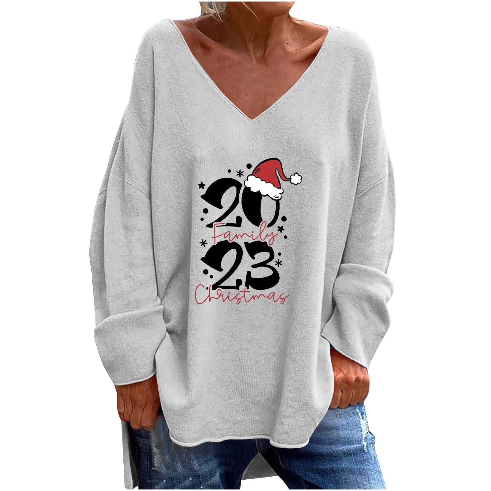 Women's V-Neck Loose Casual Long Sleeve Top