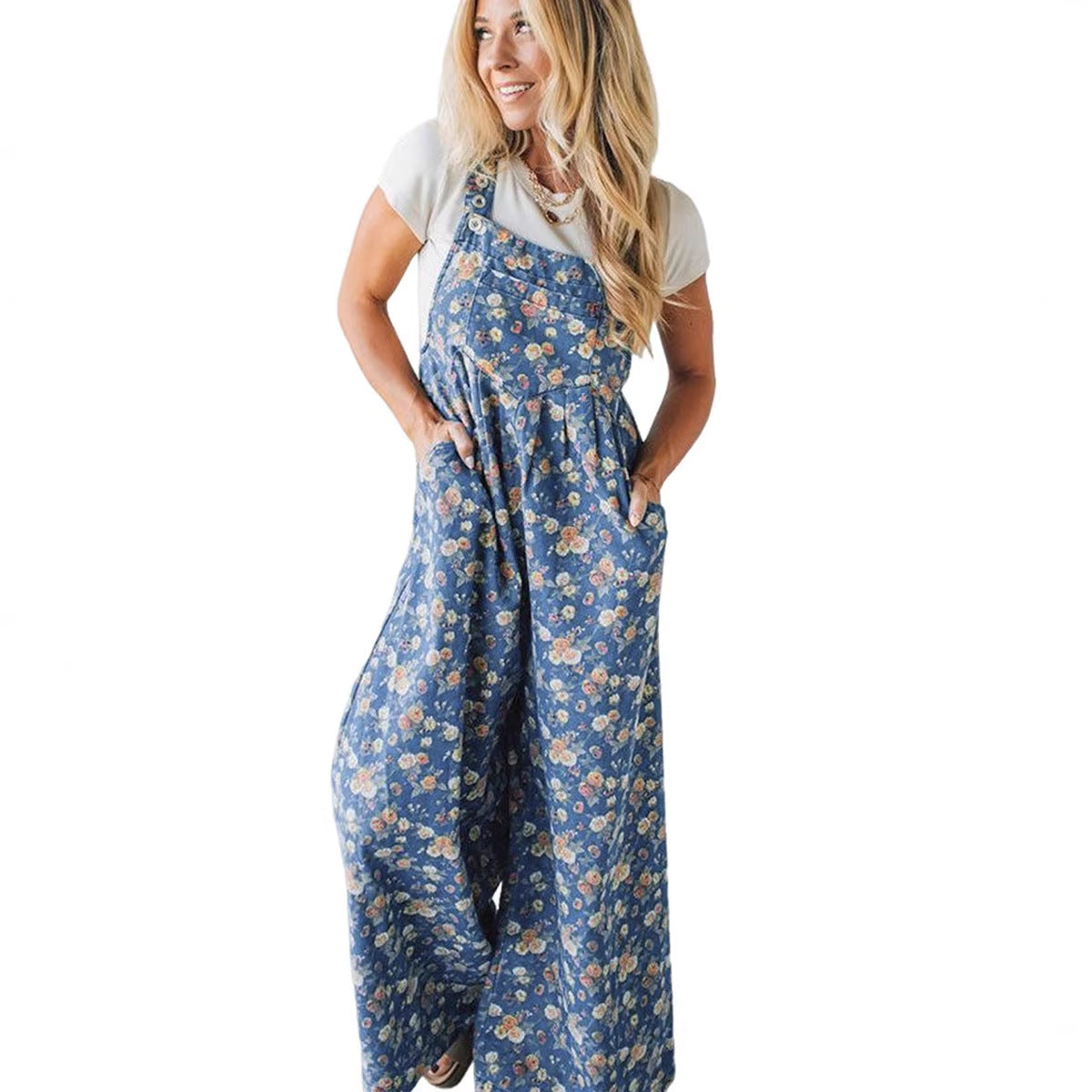 Women's Printed High-Waisted Casual Jumpsuit