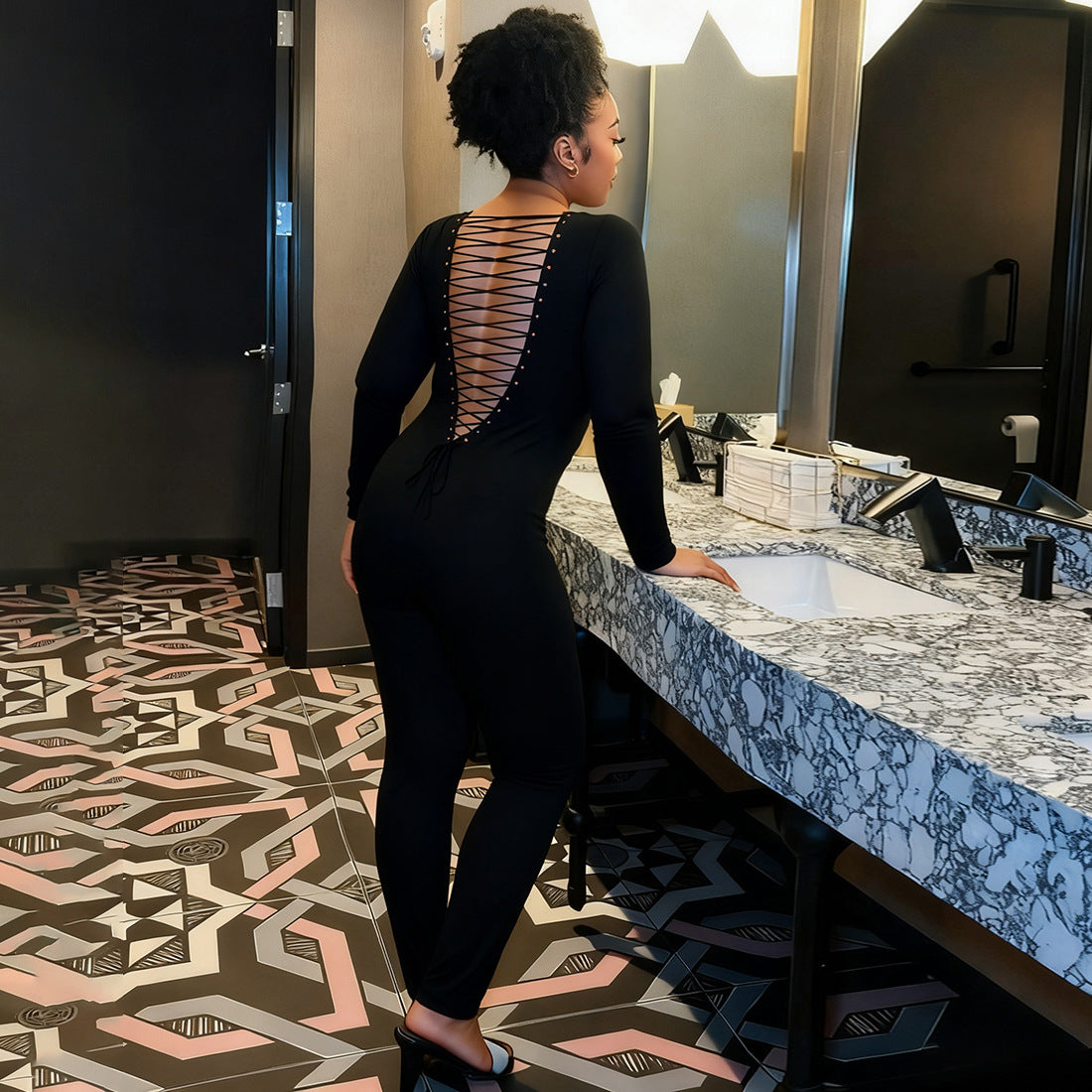 Sexy Backless Hollow-Out Bodycon Jumpsuit