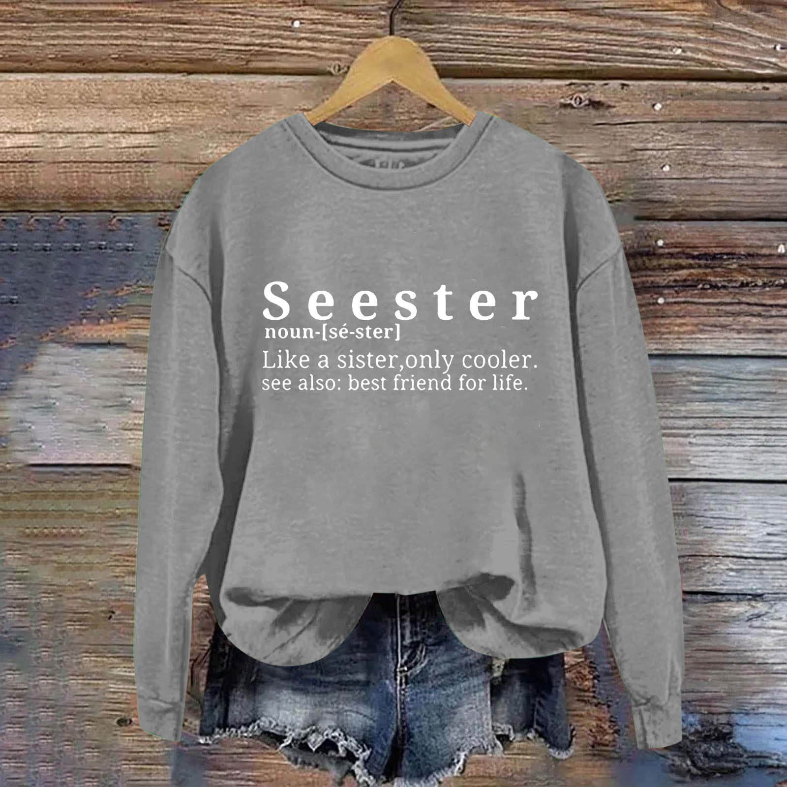 Chic Letter Print Round Neck Women's Casual Sweatshirt