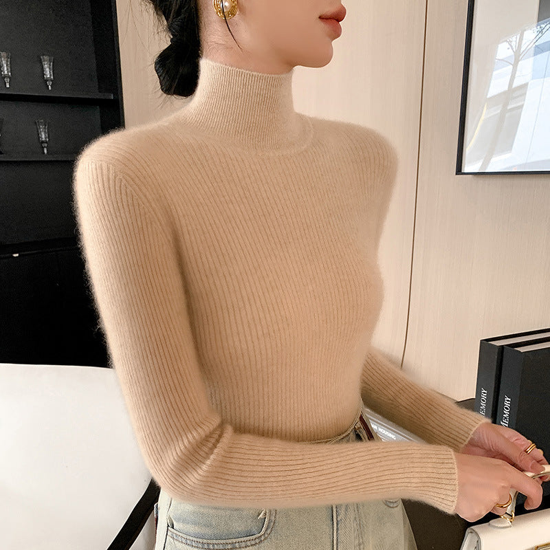 Women's Black Turtleneck Sweater Figure-flattering and Slimming