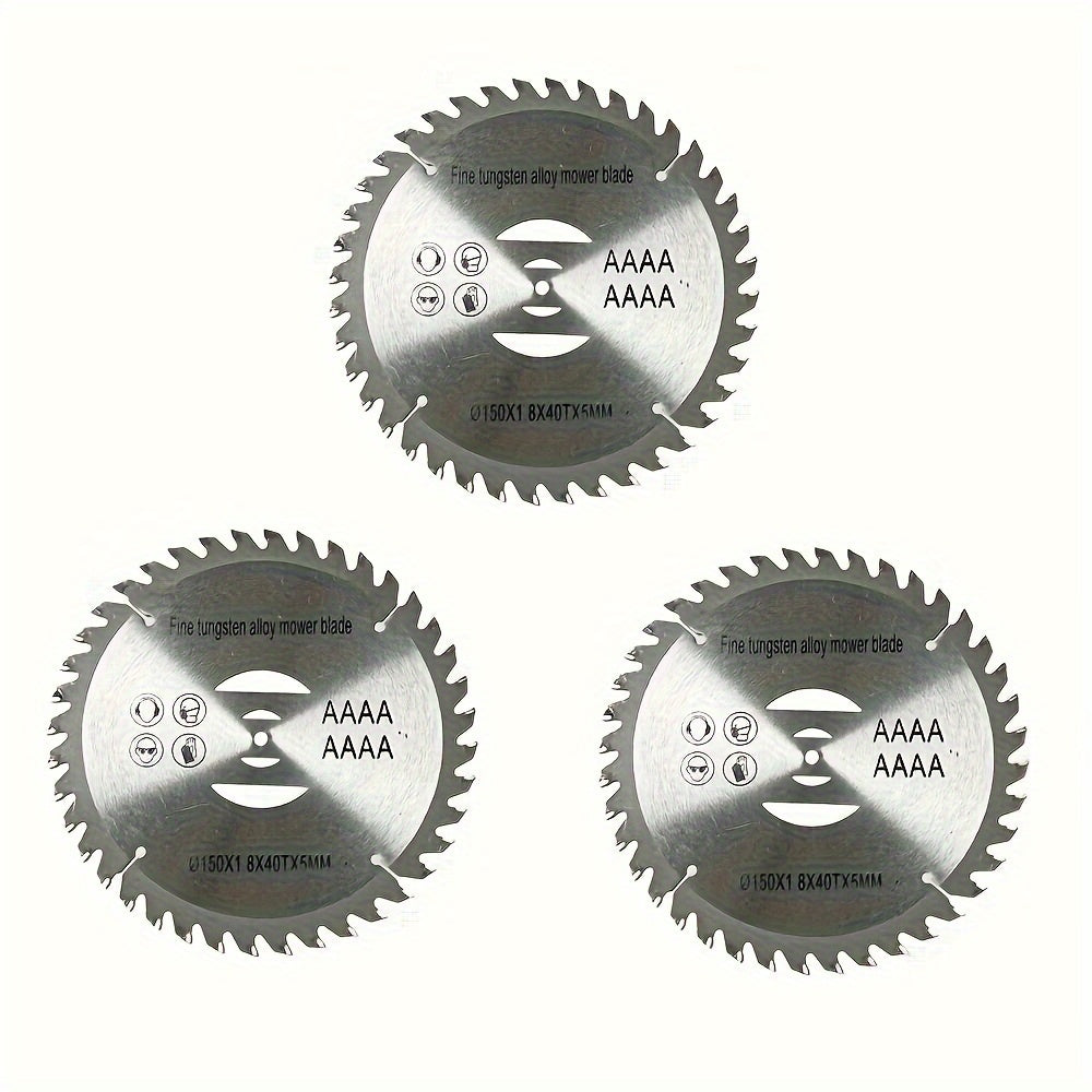 3pcs Metal Saw Blade, Size 150Mm, 40 Teeth, Designed for Lawnmowers And Lawn Tractors, Suitable for Garden Tool Extensions