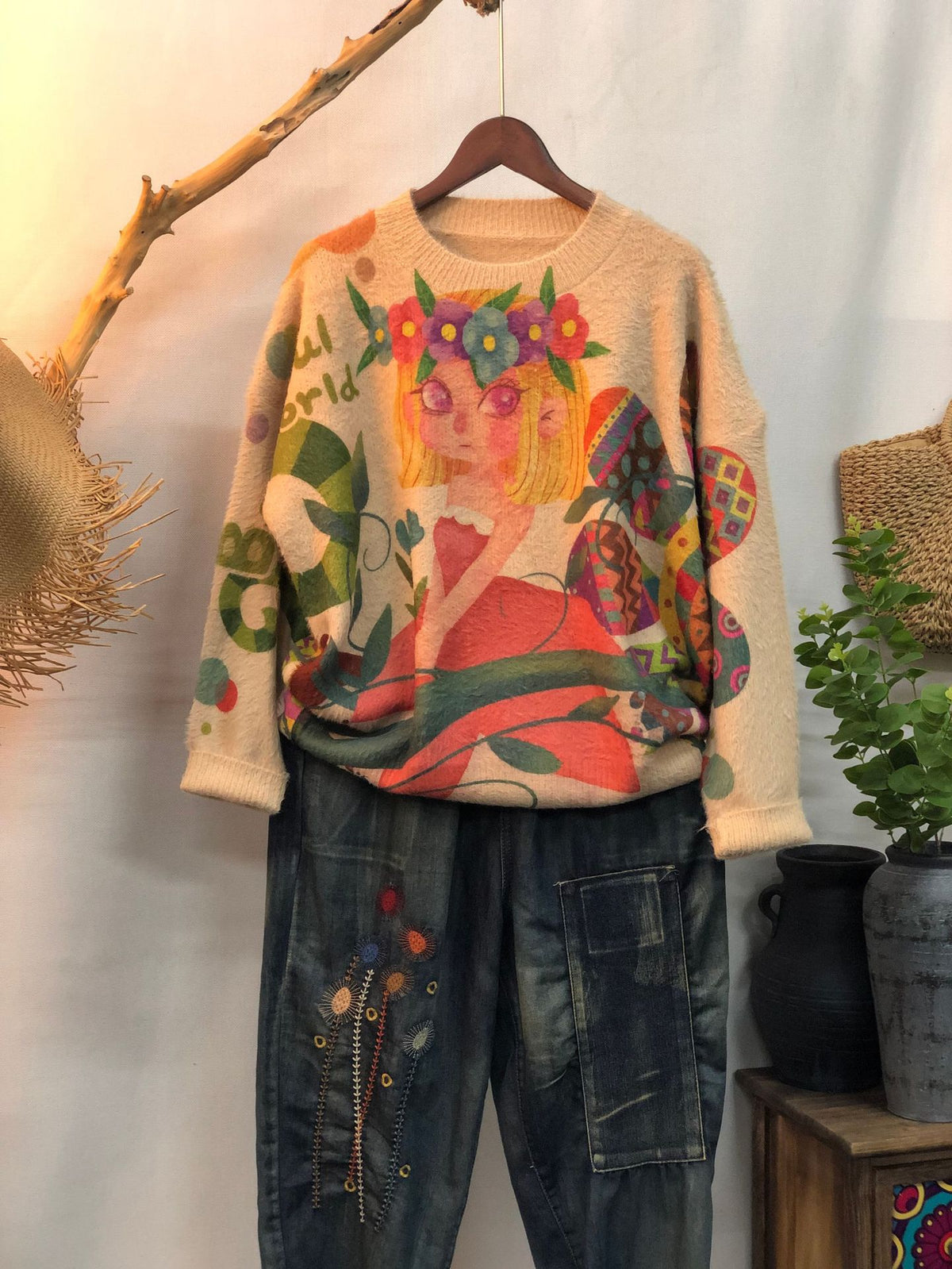 New Women's Loose-fitting Round-neck Sweater for Outerwear