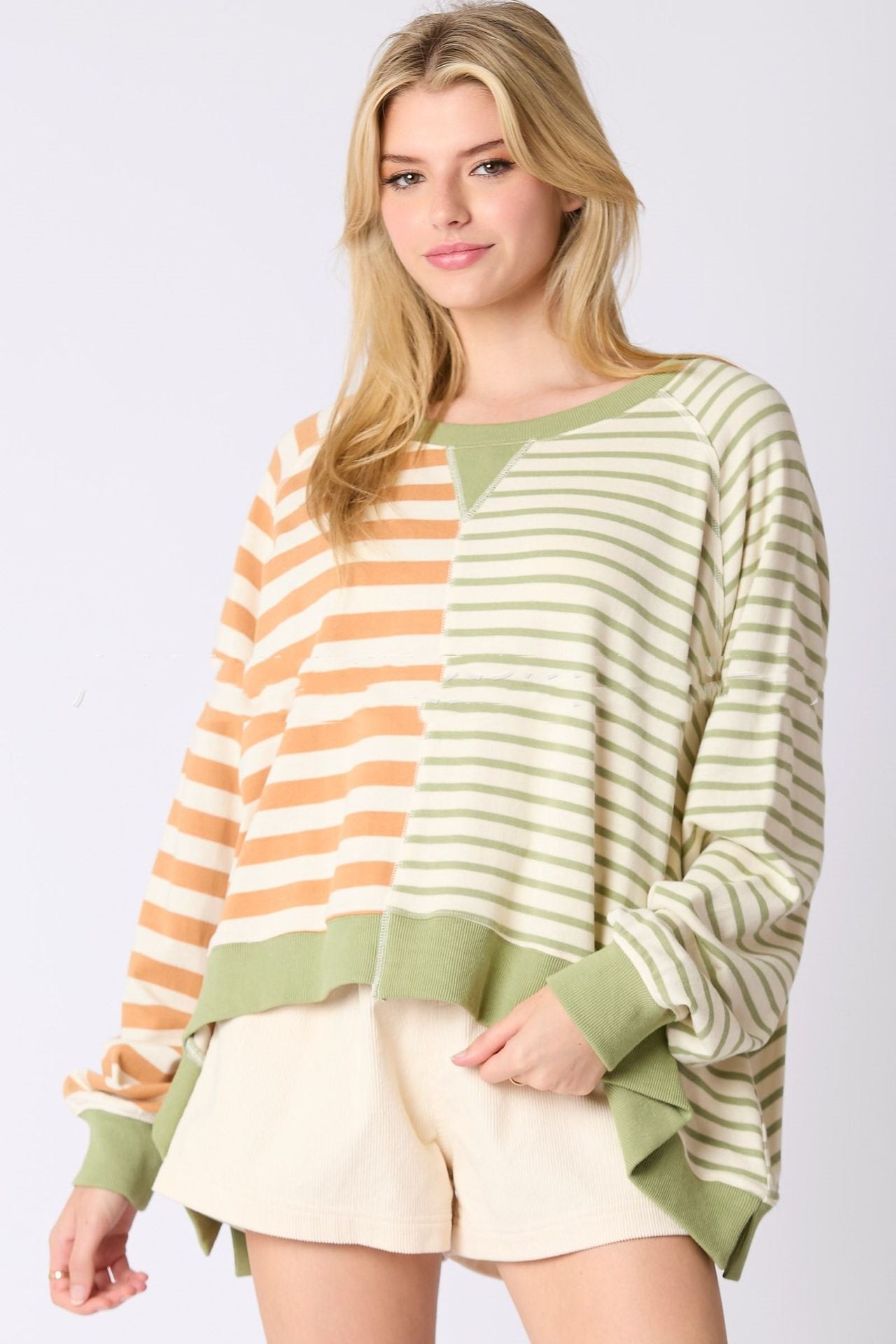 Multicolor Striped Round Neck Long-Sleeve Sweater