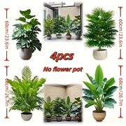 Set of 4 Large Artificial Palm Trees with 48 Lifelike Leaves - Tall Indoor/Outdoor Fake Plants with Lush Green Leaves And Beige Potted Base (Maintenance-Free) Suitable for Home, Office, Hotel, Garden…