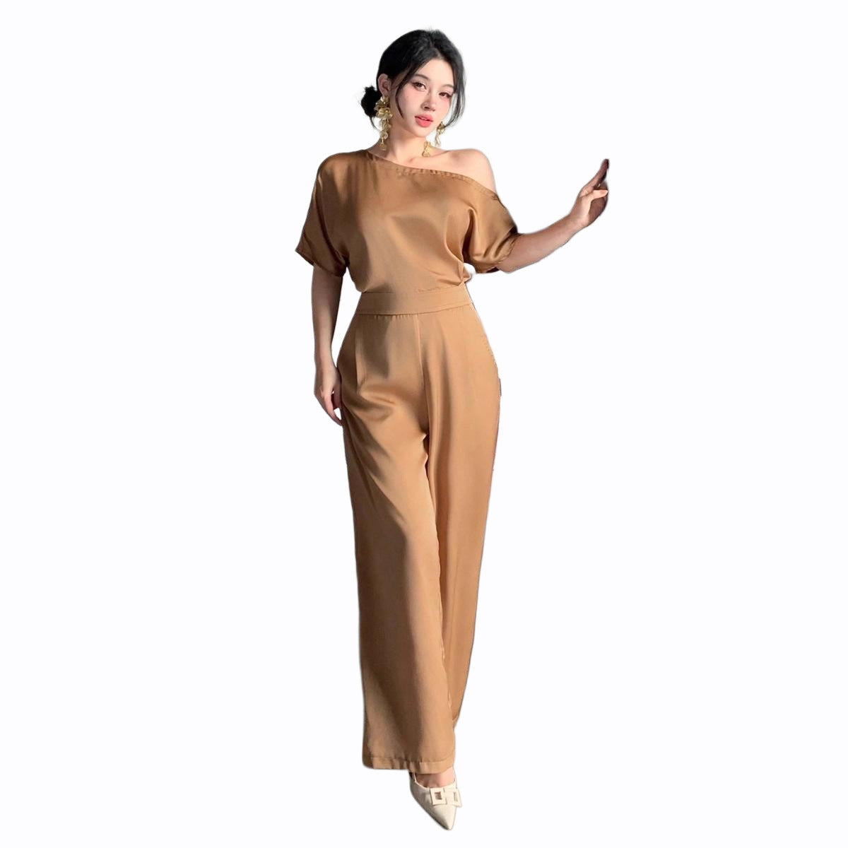 Silky Asymmetrical Elegant Women's Jumpsuit
