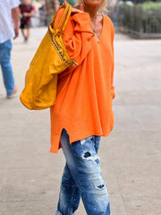 V-Neck Long Sleeve Loose Casual Top for Women