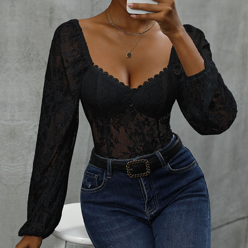 Sexy Lace Stitching Slim Fit Jumpsuit