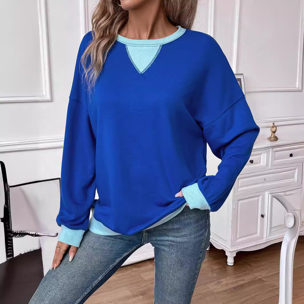 Women's Contrast Color Loose Casual Sweater