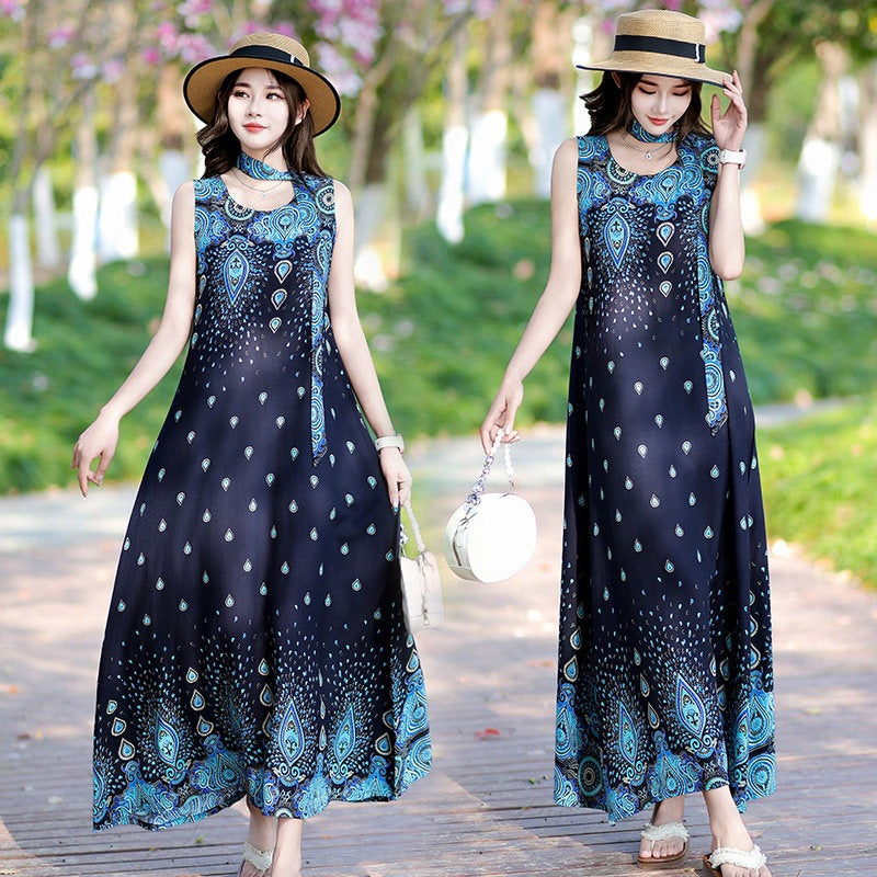 Beach Sleeveless Long Dress Womens Style