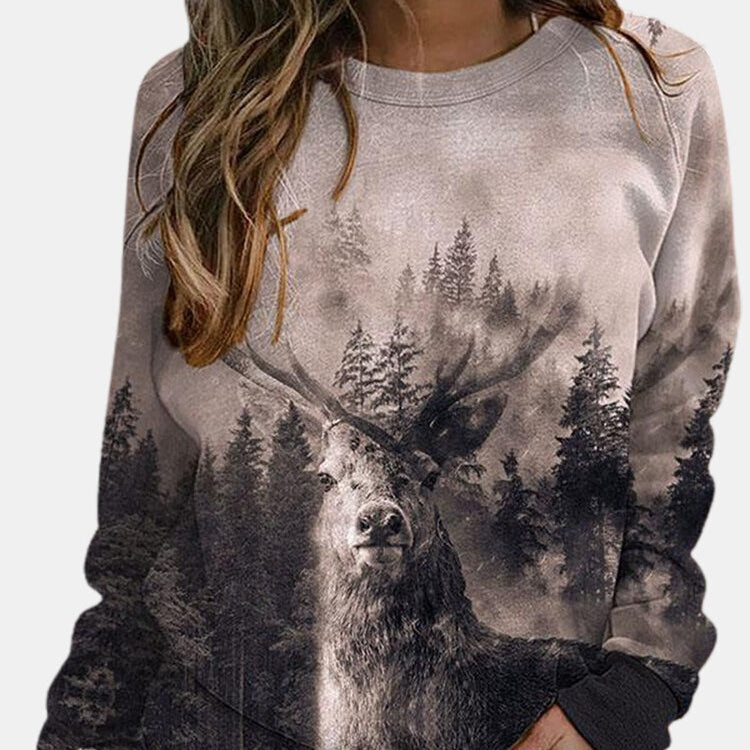Women's Casual Long Sleeve Round Neck Loose T-Shirt