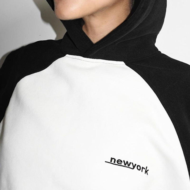 Chic Contrast Raglan Sleeve Hooded Sweater