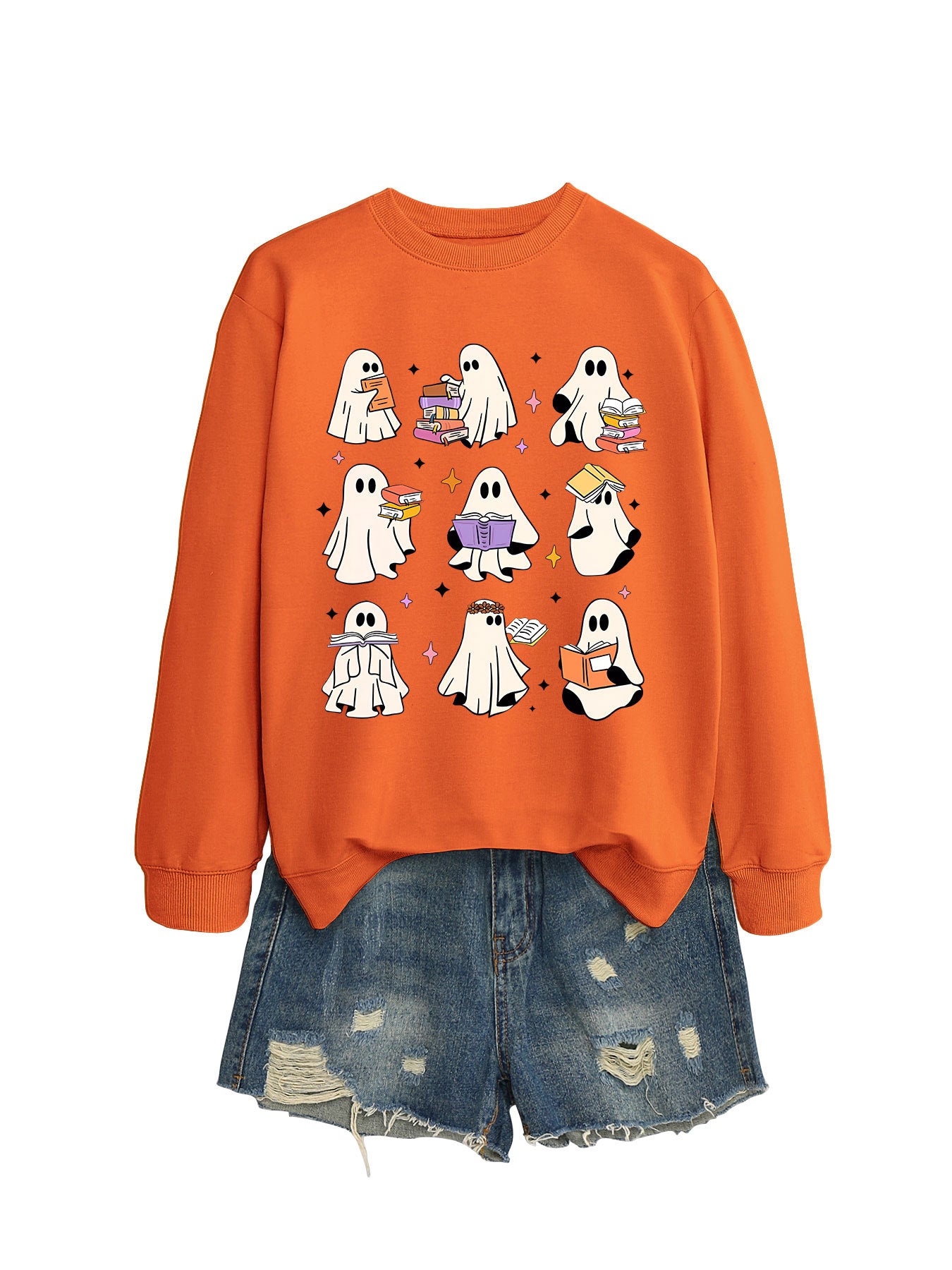 Women's Cozy Reading Print Pullover Sweater