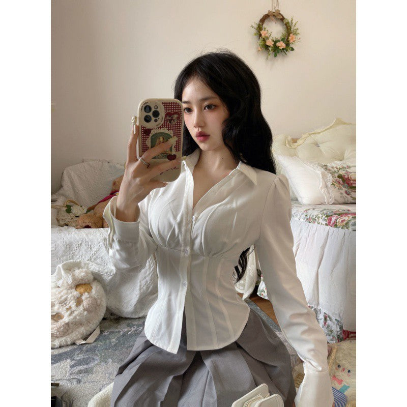 Pure Desire Style Jk Waisted Long-sleeved Shirt Women's Slim Fit Slimming Versatile Hot Girl