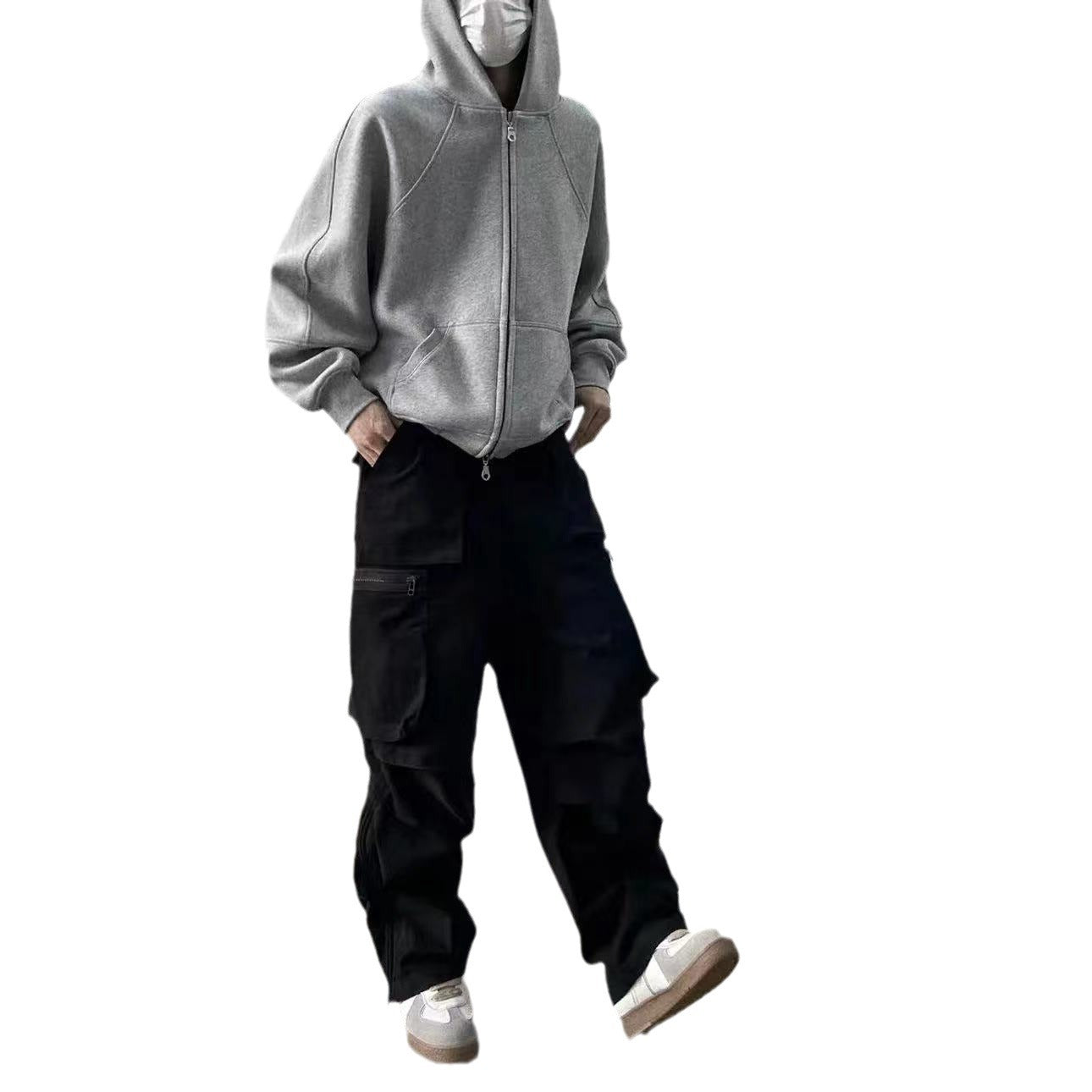 Men's Casual Corduroy Hooded Zip Cardigan