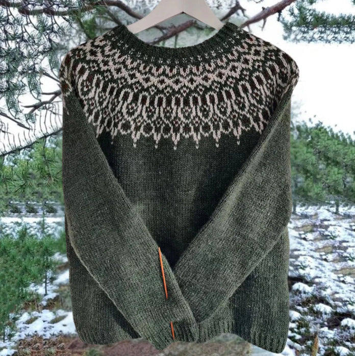 Women's Round Neck Multicolor Loose Fashion Pullover Sweater