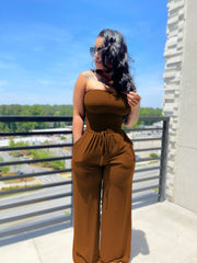 Casual Brushed Wide-Leg Jumpsuit