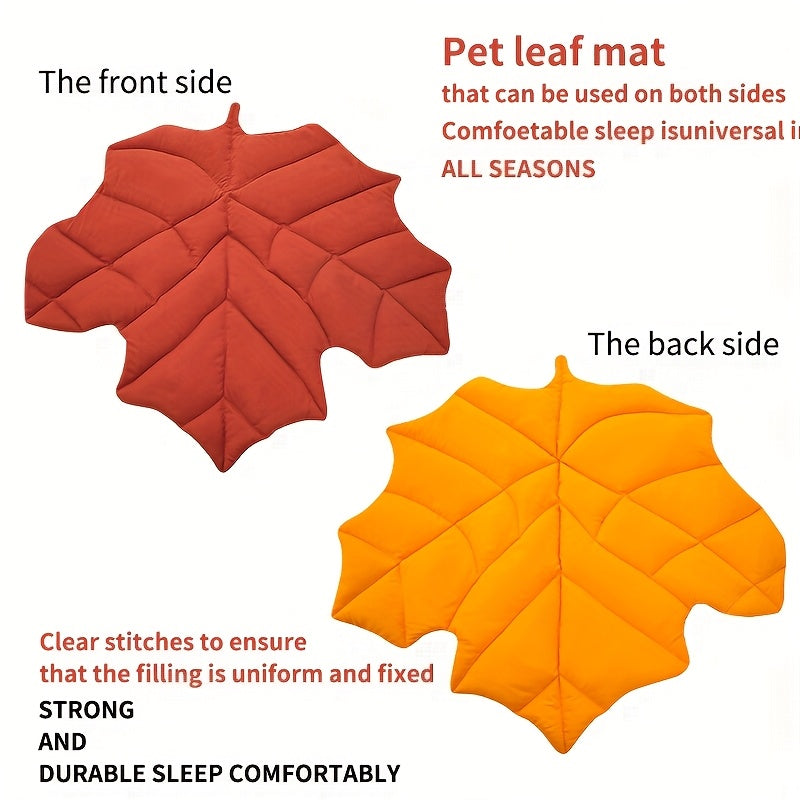 Comfortable Maple Leaf-shaped Pet Mat With Reversible Colors, Washable Polyester Bed For Cats And Dogs, Durable Rectangular Sleeping Pad Soft Non-slip Thick All Seasons Mattress, Pet Furniture,